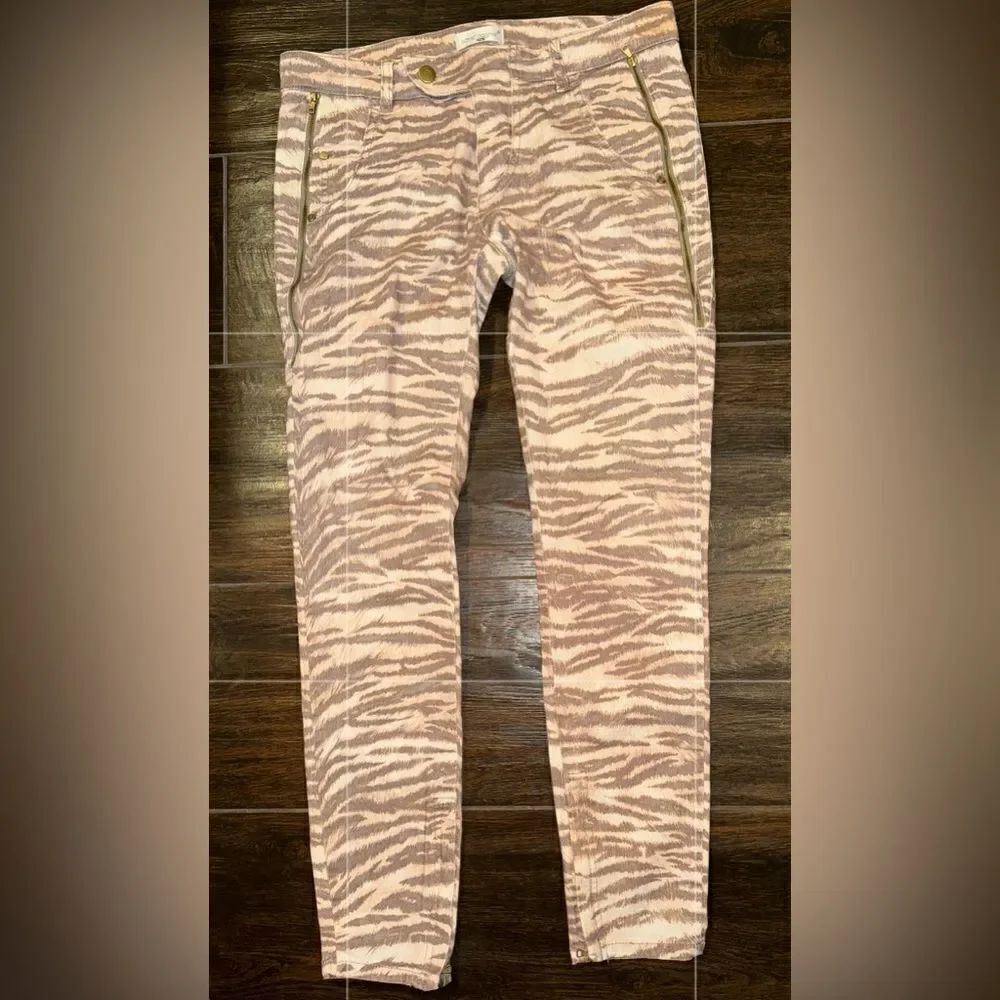 Sonia Bogner Tan and Apricot Animal print luxury jeans
